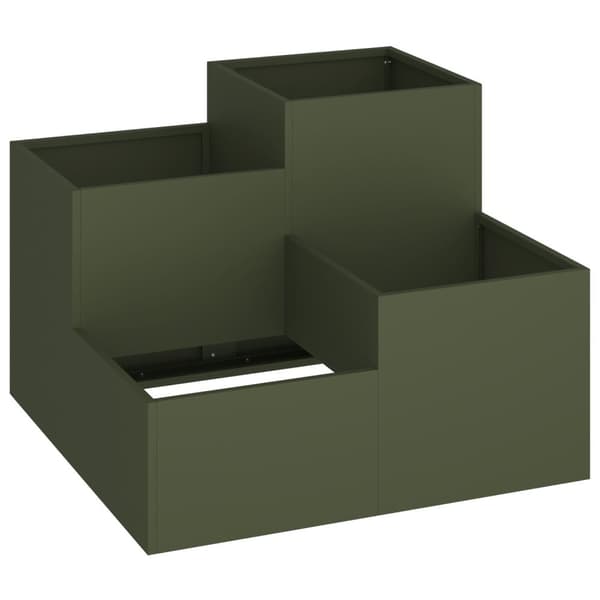 vidaXL Hagekasse 80x80x60 cm Olivengrønn Stål