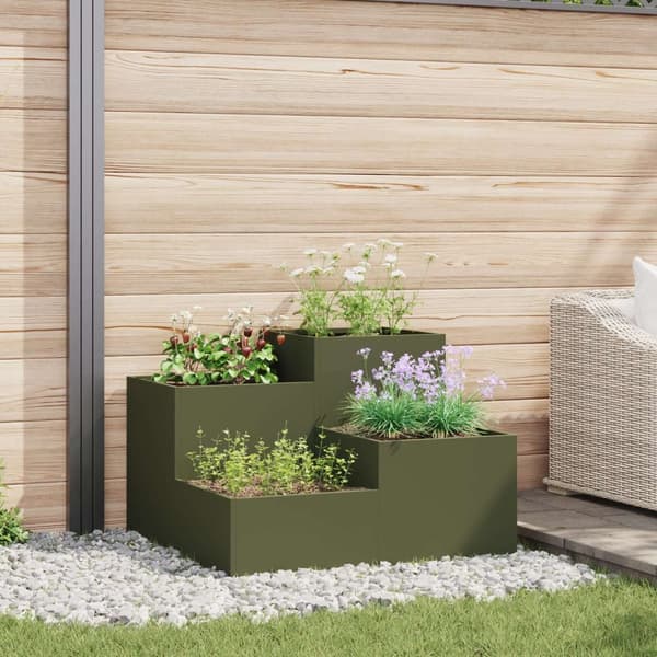 vidaXL Hagekasse 80x80x60 cm Olivengrønn Stål
