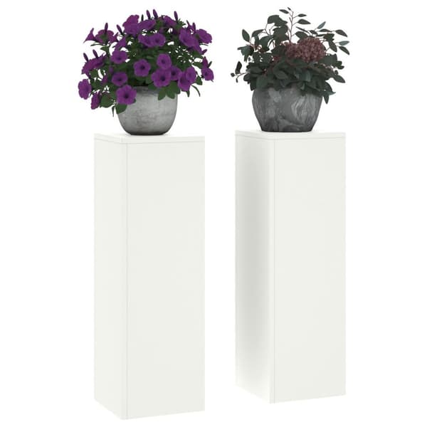 vidaXL Ulkokasvien Jalustat Pilarit 2 kpl Valkoinen 24x24x75 cm Teräs