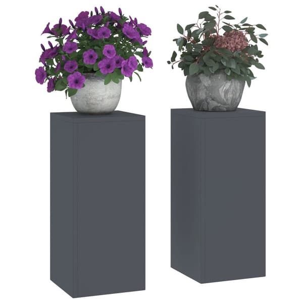 vidaXL Utendørs Planteholdere Pilar 2 stk Antrasitt 24x24x55 cm Stål