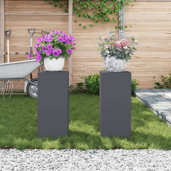 vidaXL Utendørs Planteholdere Pilar 2 stk Antrasitt 24x24x55 cm Stål