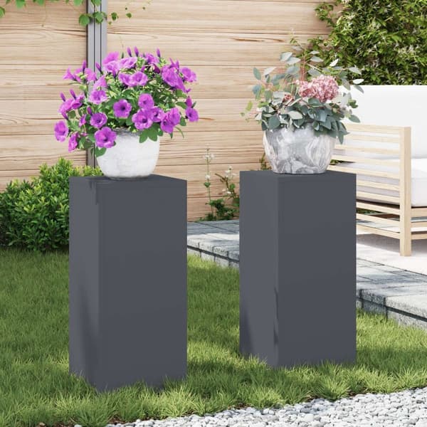 vidaXL Utendørs Planteholdere Pilar 2 stk Antrasitt 24x24x55 cm Stål