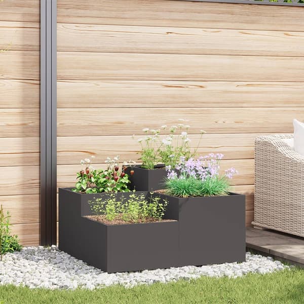 vidaXL Haveplantekasse Sort Koldvalset stål 100 x 100 x 48 cm
