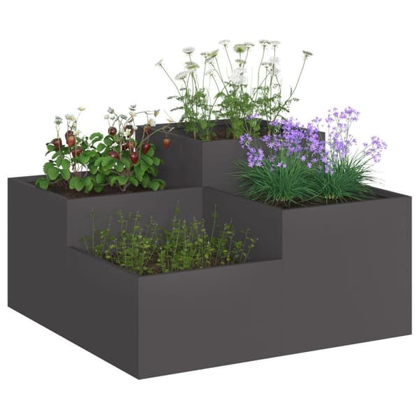 vidaXL Haveplantekasse Sort Koldvalset stål 100 x 100 x 48 cm