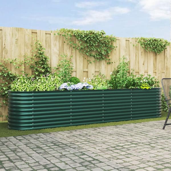 vidaXL Hagehevet Bed Grønn 400x80x81 cm Galvanisert Stål