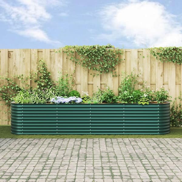 vidaXL Puutarhan Patteri Vihreä 400x80x81 cm Galvanoitu Teräs