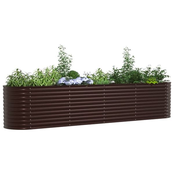 vidaXL Trädgårdsplanteringsbädd Brun Galvaniserat stål 400 x 80 x 81 cm