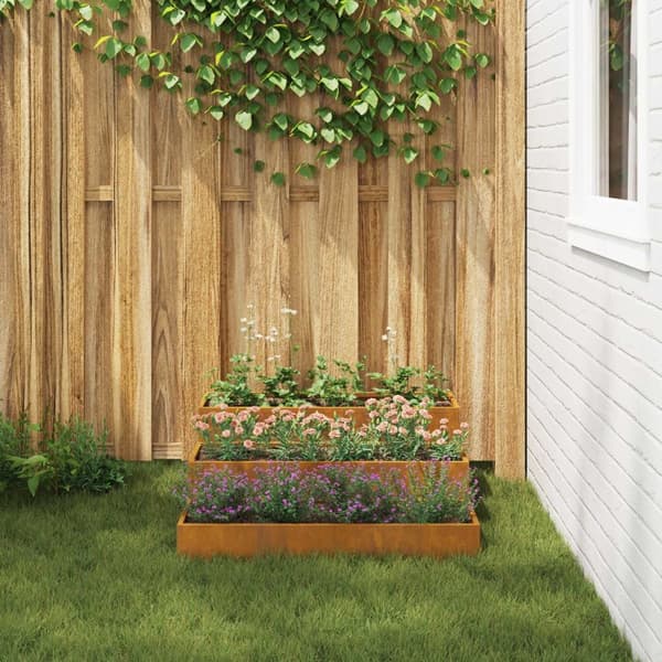 vidaXL hagekasse 3-tier 90x90x35 cm værbestandig stål