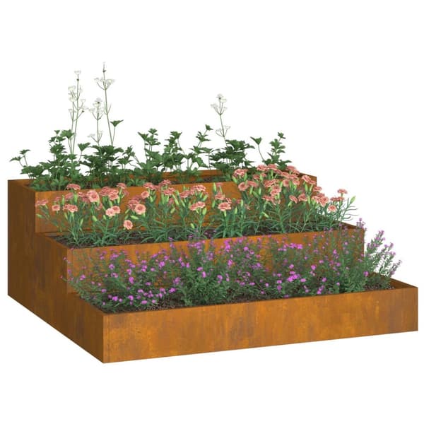 vidaXL hagekasse 3-tier 90x90x35 cm værbestandig stål