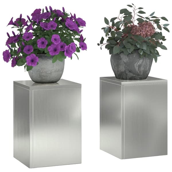 vidaXL Planteholdere Sæt af 2 Grå Galvaniseret stål 24 x 24 x 35 cm