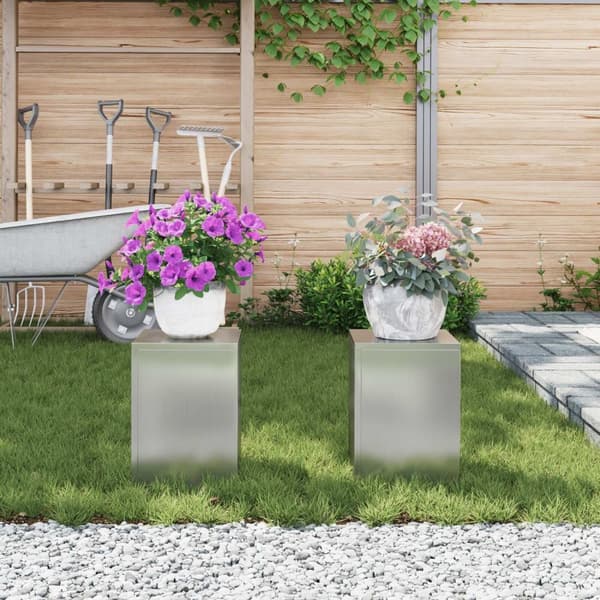 vidaXL Planteholdere Sæt af 2 Grå Galvaniseret stål 24 x 24 x 35 cm
