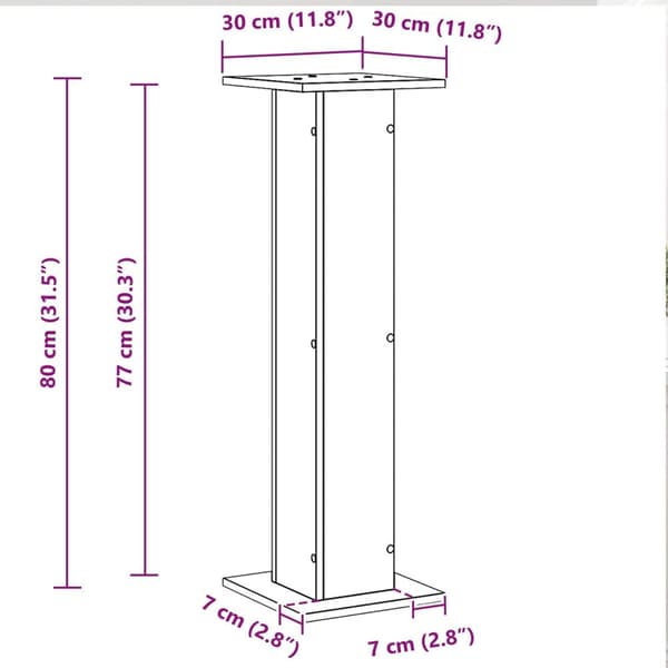 vidaXL Kasviteline 2 kpl Musta Tammi 30x30x80 cm Tekninen Puu