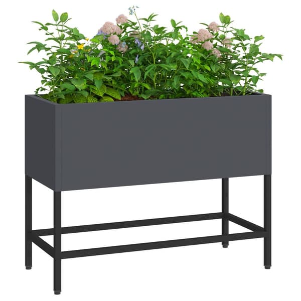 vidaXL Antracit Metal 60 x 26 x 45 cm Metal Plantekrukke Rektangulær