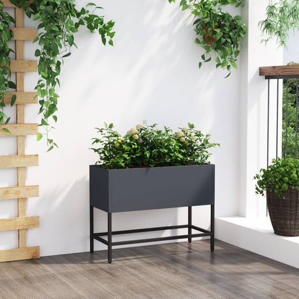 vidaXL Antracit Metal 60 x 26 x 45 cm Metal Plantekrukke Rektangulær