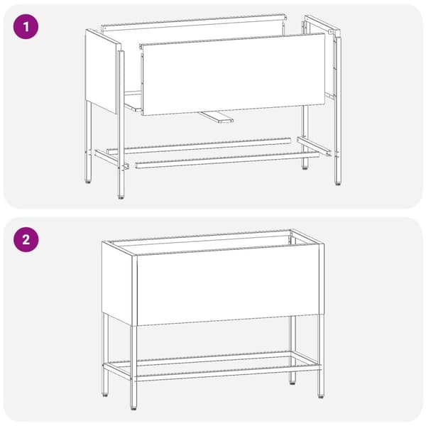 vidaXL Antracit Metal 60 x 26 x 45 cm Metal Plantekrukke Rektangulær