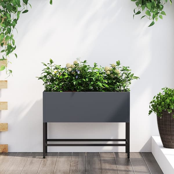 vidaXL Antracit Metal 60 x 26 x 45 cm Metal Plantekrukke Rektangulær