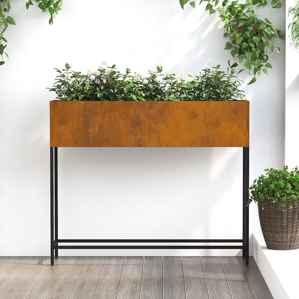 vidaXL hevet hagebed 100x26x82 cm værbehandlet stål