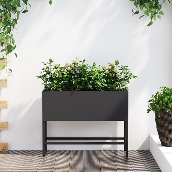 vidaXL Svart Metall 60 x 26 x 45 cm Krukor Metallkruka Rektangulär