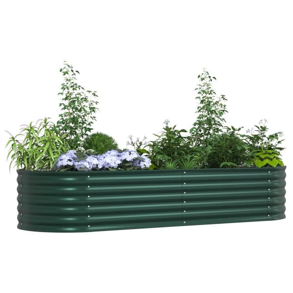 vidaXL Hævet Bed Grøn Galvaniseret stål 240 x 80 x 44 cm Holdbart