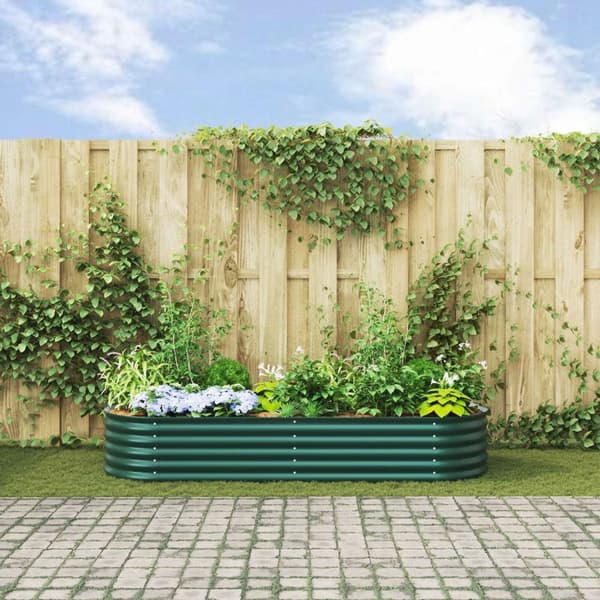vidaXL Hævet Bed Grøn Galvaniseret stål 240 x 80 x 44 cm Holdbart
