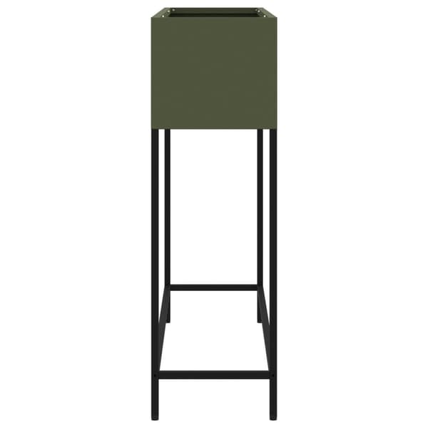vidaXL Olivgrön Metall 100 x 26 x 82 cm Planteringslåda Rektangulär
