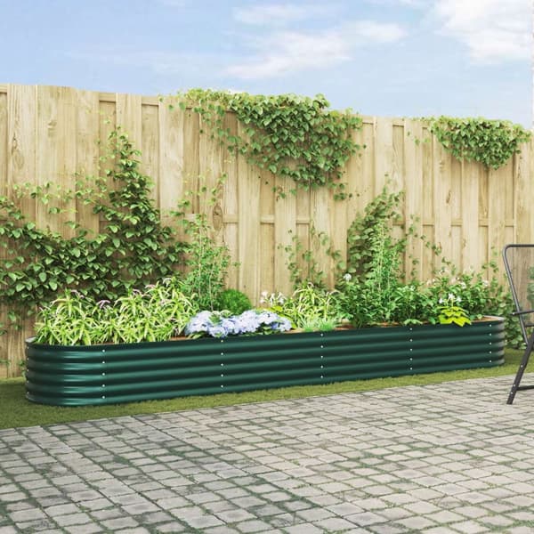 vidaXL Hagehevebed Grønn 400x80x44 cm Galvanisert Stål
