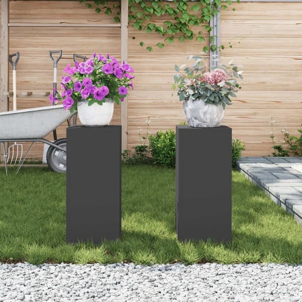 vidaXL Planteholdere Sæt med 2 Sort Koldvalset stål 24 x 24 x 55 cm