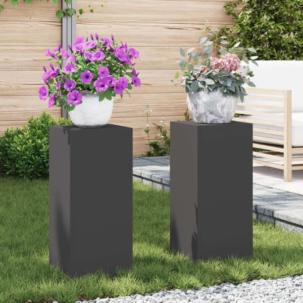 vidaXL Planteholdere Sæt med 2 Sort Koldvalset stål 24 x 24 x 55 cm