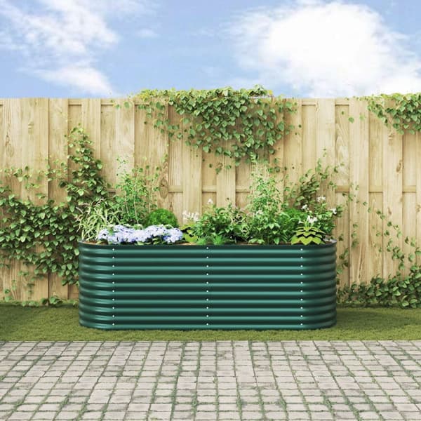 vidaXL Hagehevet Bed Grøn 240x80x81 cm Galvanisert Stål