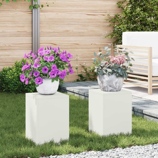 vidaXL Planteholdere Sæt af 2 Hvid Kaldrullet stål 24 x 24 x 35 cm