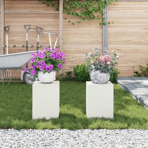 vidaXL Uteplantestativ Søyle 2 stk Hvite 24x24x35 cm Stål