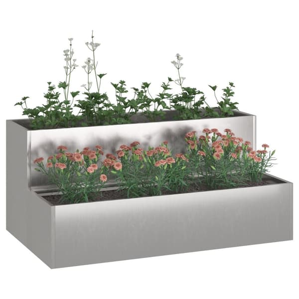 vidaXL kaksitasoinen puutarhakasvatus 100x60x45 cm ruostumaton teräs