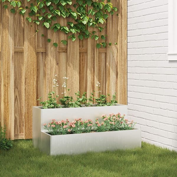 vidaXL kaksitasoinen puutarhakasvatus 100x60x45 cm ruostumaton teräs