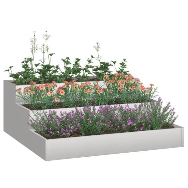 vidaXL Puutarhakastelija 3-Taso 90x90x35 cm Ruostumaton Teräs