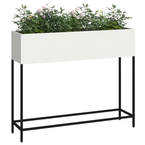 vidaXL Hvid Metal 100 x 26 x 82 cm Enkel Gulvplanter Rektangulær