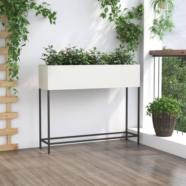 vidaXL Hvid Metal 100 x 26 x 82 cm Enkel Gulvplanter Rektangulær