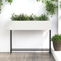 Miniatyrbillede 2 af 11: vidaXL Hvid Metal 100 x 26 x 82 cm Enkel Gulvplanter Rektangulær