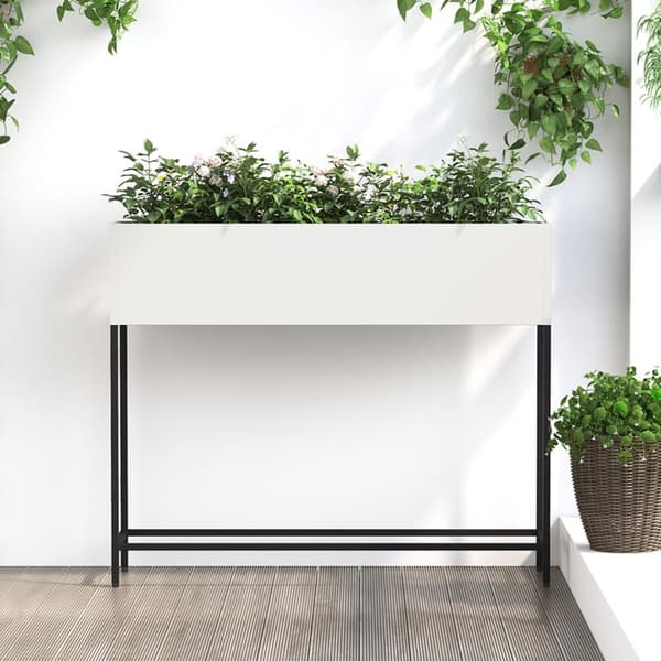 vidaXL Hvid Metal 100 x 26 x 82 cm Enkel Gulvplanter Rektangulær