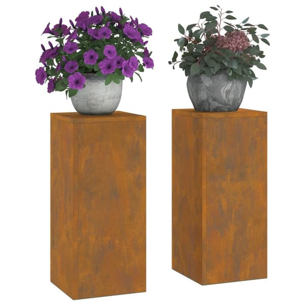 vidaXL Plantställ Set med 2 Rostig Väderbeständigt stål 24 x 24 x 55 cm