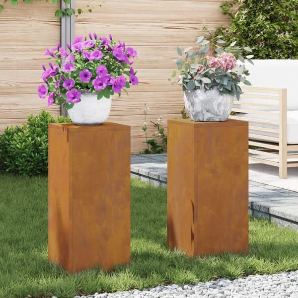 vidaXL Plantställ Set med 2 Rostig Väderbeständigt stål 24 x 24 x 55 cm