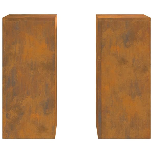 vidaXL Plantställ Set med 2 Rostig Väderbeständigt stål 24 x 24 x 55 cm