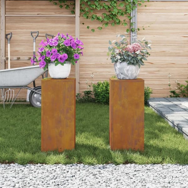 vidaXL Plantställ Set med 2 Rostig Väderbeständigt stål 24 x 24 x 55 cm