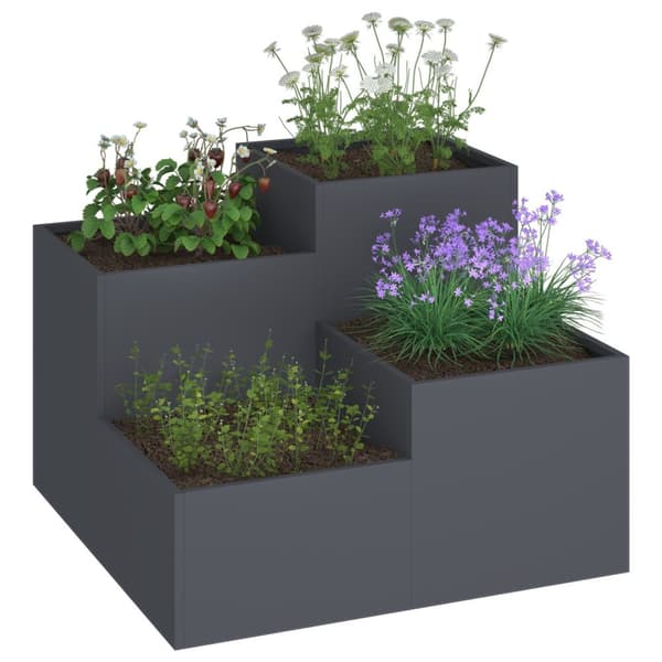 vidaXL Hageplantkasse 100x100x60 cm Antrasitt Stål