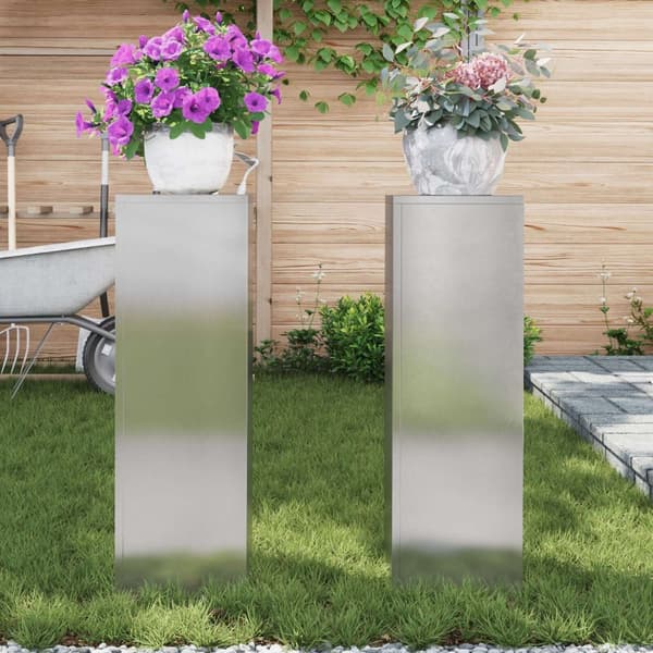 vidaXL Utendørs Planteholdere Søyle 2 stk 24x24x75 cm Rustfritt stål