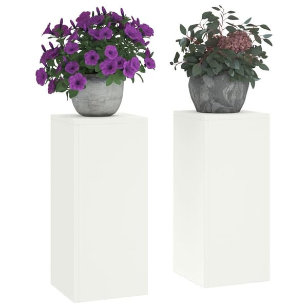 vidaXL Plant Stands Set om 2 Vit Kallvalsat stål 24 x 24 x 55 cm