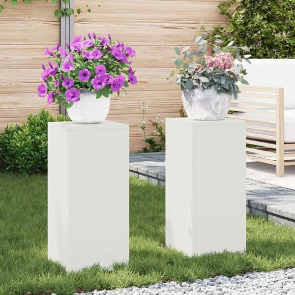 vidaXL plante stande Sæt af 2 Hvid Koldvalset stål 24 x 24 x 55 cm