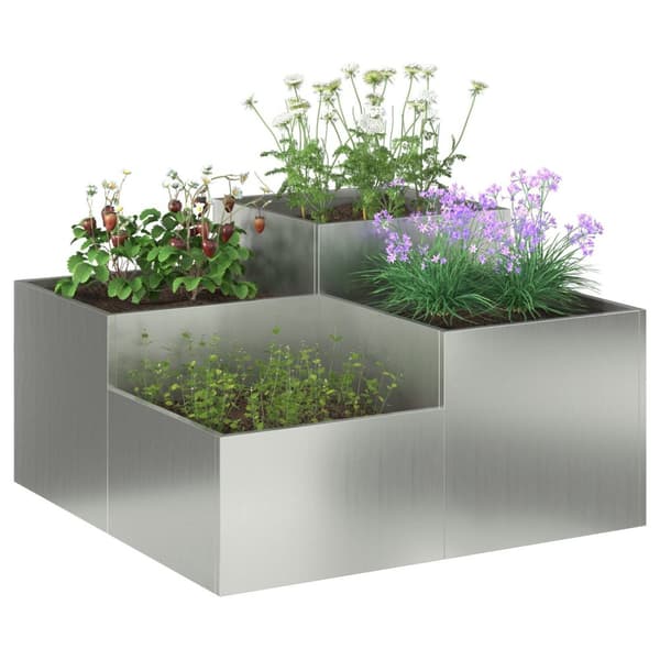 vidaXL Puutarhakasvatuslaatikko 80x80x48 cm Galvanoitua Terästä