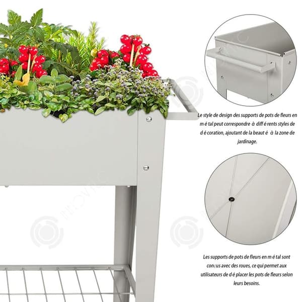 INN Upphöjd planteringskruka 86x40x80cm Blomlåda för trädgård Balkong Blomkruka Stående planteringskruka Upphöjd säng i grå metall