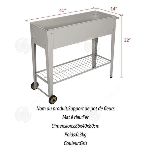 INN Upphöjd planteringskruka 86x40x80cm Blomlåda för trädgård Balkong Blomkruka Stående planteringskruka Upphöjd säng i grå metall