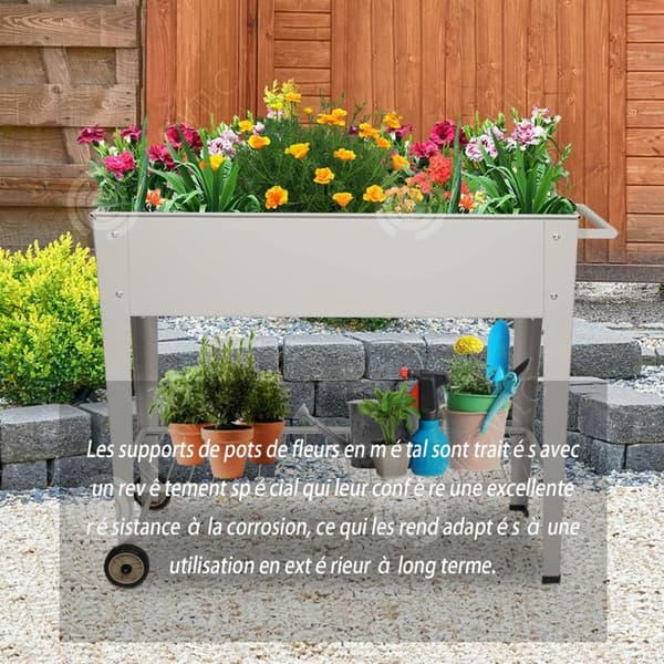INN Upphöjd planteringskruka 86x40x80cm Blomlåda för trädgård Balkong Blomkruka Stående planteringskruka Upphöjd säng i grå metall